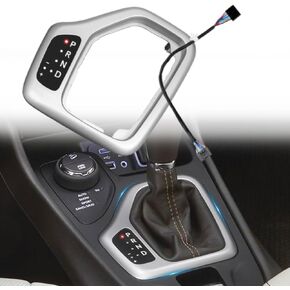 Transmission Shifter Bezel with Harness Compatible with 2014 2015 2016 2017 2018 Jeep Cherokee, Replace for 5YD27XSAAA,5YD312X9AA, 5YD311A9AA, 5YD311UCAA Silver