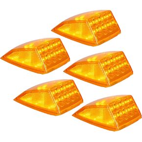 All Star Truck Parts] 5x Super Bright Amber Yellow 17 LED Cab Marker Top Clearance Roof Lights Assembly Replacement For Semi Truck Trailer Kenworth Peterbilt Freightliner Mack Volvo International DOT