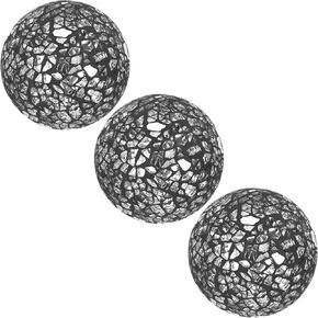 3-Pack Decorative Ball for Bowls, 3 Inch Mosaic Glass Balls Decorative Glass Orbs for Home Decor/Dining Tables/Wedding Party/Coffee Table/Centerpiece Decor [Silver]
