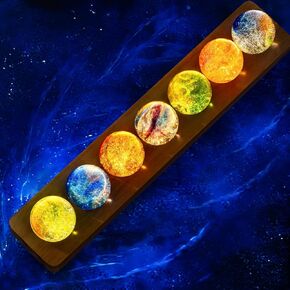 40mm Crystal Quartz Stones 7 Chakra Natural Healing Spheres with LED Wooden Stand for Meditation Positive Energy Night Light Decoration Balls Set for Home