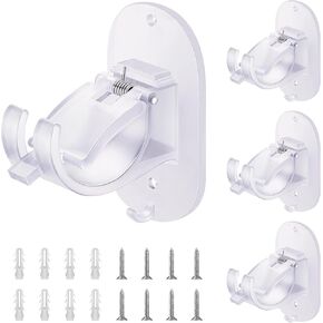 No Drill Curtain Rod Brackets,4-Pack Curtain Rods No Drilling Self-Adhesive Curtain Rod Hooks,Easy to Install Curtain Rod Holders for 0.6~1.5 in Diameter Curtain Rods or Towel Rods (Black 4 Pcs)