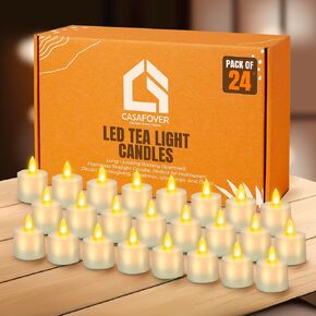 24 عبوة من شموع ضوء الشاي LED - تعمل ببطارية طويلة الأمد، 200 + ساعة شمعة عديمة اللهب، مثالية للهالوين، وديوالي، وعيد الشكر، وعيد الميلاد، وحفلات الزفاف، والديكور
