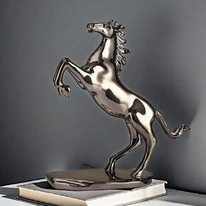 Art Horse Standing Statue Electroplate Figurine Sculpture Resin Collectible Gifts for Horse Lover Office Home Decor Desk Accessories Decoration Tabletop Figurines Outdoor Decor (Gold)