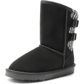 DREAM PAIRS Girls Boys Winter Boots Faux Fur Lined Mid Calf Kids Snow Tall Shoes FuzzyChic Kid's Buckle for Little Kid/Big Kid