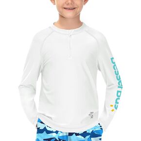 BesserBay Boys UPF 50+ Half Zip Rash Guard UV Protection Raglan Long Sleeve Swim Shirt 4-12 Years