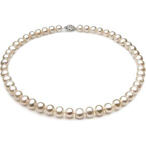 Single White 7-8mm A Quality Freshwater 925 Sterling Silver Cultured Pearl Necklace For Women
