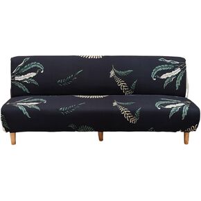MIFXIN Armless Futon Slipcover Folding Sofa Cover Stretch Elastic Washable 3 Seat Futon Sofa Bed Couch Furniture Protector for Living Room Kids Pets (Black White)
