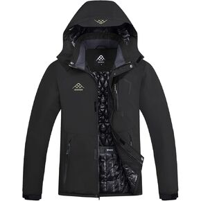 INVACHI Men's Waterproof Ski Snow Jacket Warm Winter Quilted Coat Parka Raincoats With Multi-Pockets