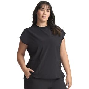 Infinity Mock Neck Top for Women with 4 Pockets, Dolman Sleeves, and Rib-Knit Back Panel - Stylish Medical Top CK742A