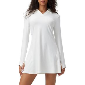 Women's Polo Dress Workout Tennis Dress Lapel Workout Long Sleeve One-Piece Golf Dress