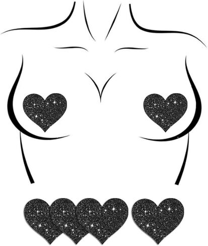 أغطية الحلمات للنساء للاستعمال مرة واحدة لحفلات Raves فطائر اللحم وأغطية الثدي ملصقات 20 قطعة باللون الأسود in Kuwait