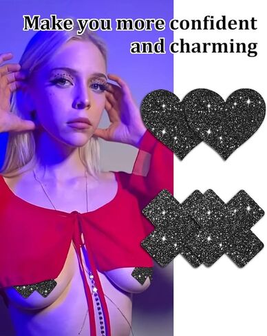 أغطية الحلمات للنساء للاستعمال مرة واحدة لحفلات Raves فطائر اللحم وأغطية الثدي ملصقات 20 قطعة باللون الأسود in Kuwait