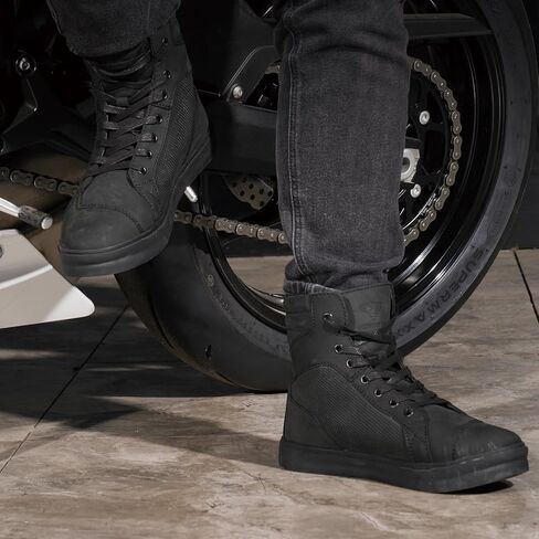 Motorcycle Shoes for Men, Anti-Slip Breathable Cowhide Street Casual Motorcycle Riding Boots with Ankle Support, Shift Pads in Saudi Arabia