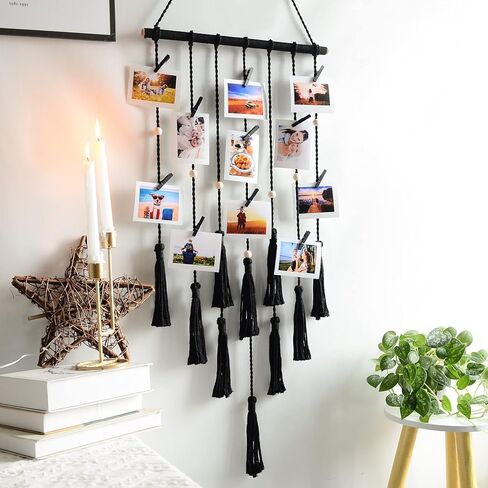 ShangTianFeng Clip Photo Holder, Boho Bedroom Decor, Teenage Girl Room Decor, Birthday Gifts for Grandma, for Mom, Women Gifts, Granddaughter and Grandson, Black Photo Holder Gifts in Saudi Arabia