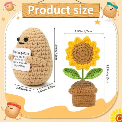 هدايا عباد الشمس كروشيه البطاطس الإيجابية للنساء، زهور صناعية لعيد الميلاد لتزيين لوحة القيادة في المنزل والمكتب والسيارة in Kuwait