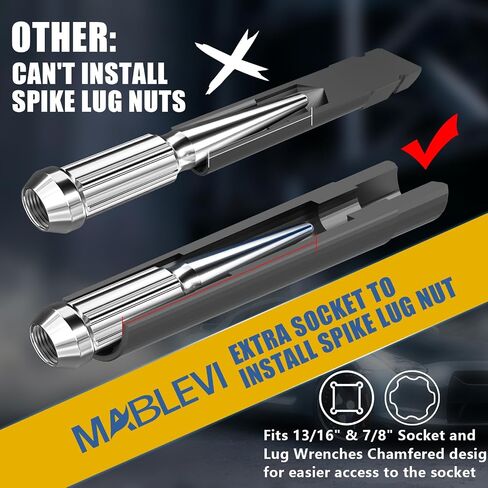 MABLEVI 8PCS Wheel Lock Removal Kit, SAE Metric Lug Nut Key Set for Easy Removal of Locking Lug Nuts on Aftermarket 5, 6, 7, 12 Spline and Hex Style in Saudi Arabia