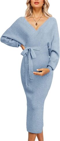 Maternity Nursing Dress Sweater Dress for Women Wedding Guest Dress Baby Shower Maternity Photoshoot Outfits in Kuwait