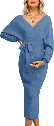 Maternity Nursing Dress Sweater Dress for Women Wedding Guest Dress Baby Shower Maternity Photoshoot Outfits in Kuwait