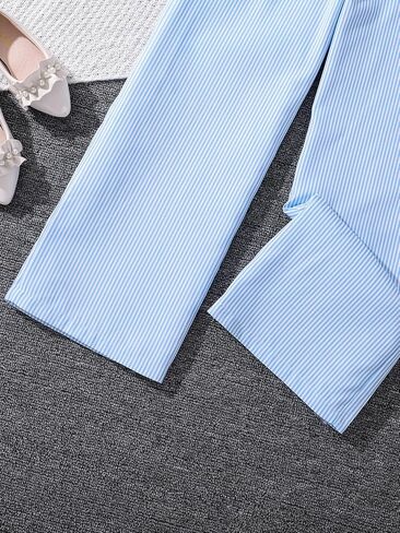 MakeMeChic Girl's Striped Pants Bow Knot Elastic Waist Straight Leg Bottoms in Saudi Arabia
