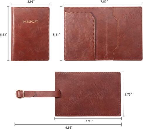 2 Pack Passport Holder Covers Luggage Tags, Couple Travel Passport Cover with Card Slot, PU Leather Slim Passport Case for Women Men Gift (Black+Brown) in Saudi Arabia