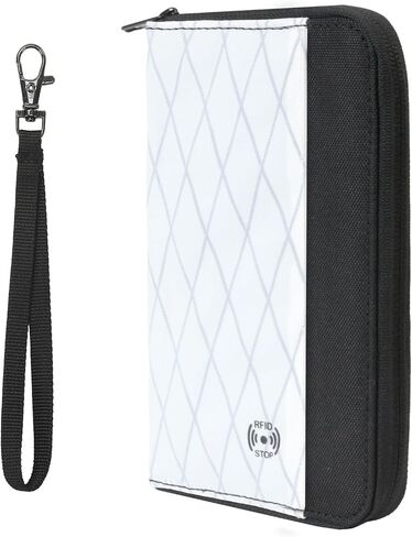 Travel Passport Wallet - RFID Blocking Passport Holder Travel Document Organizer with Wrist Strap Lightweight Single Passport Pouch Portable Passport Case for Women & Men (Black) in Saudi Arabia
