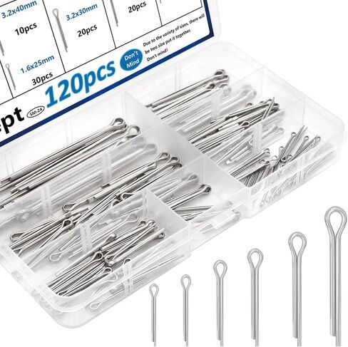 120 Pcs Cotter Pins 6-Values Cotter Pin Assortment Kit 304 Stainless Steel Cotter Pins Hitch Pin Clip Tractor Cotter Pin Used for Hitch Pin Lock System, Trucks, Engine Hardware Pin in Saudi Arabia