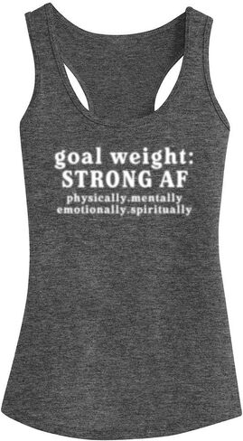 FANNOO Workout Tank Tops for Women-Goal Weight Womens Funny Saying Fitness Gym Racerback Sleeveless Shirts in Kuwait