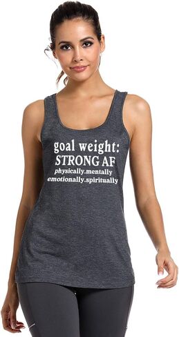 FANNOO Workout Tank Tops for Women-Goal Weight Womens Funny Saying Fitness Gym Racerback Sleeveless Shirts in Kuwait