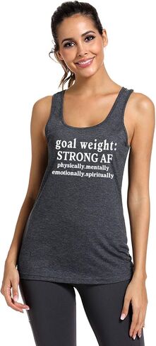FANNOO Workout Tank Tops for Women-Goal Weight Womens Funny Saying Fitness Gym Racerback Sleeveless Shirts in Kuwait