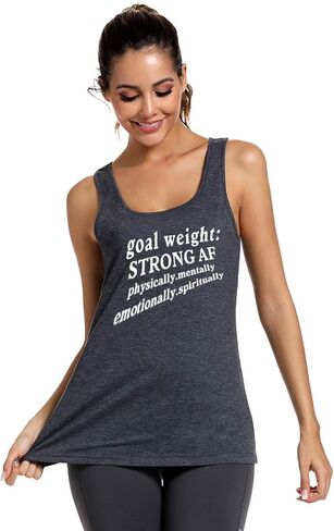 FANNOO Workout Tank Tops for Women-Goal Weight Womens Funny Saying Fitness Gym Racerback Sleeveless Shirts in Kuwait