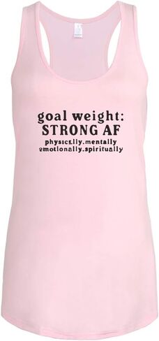 FANNOO Workout Tank Tops for Women-Goal Weight Womens Funny Saying Fitness Gym Racerback Sleeveless Shirts in Kuwait