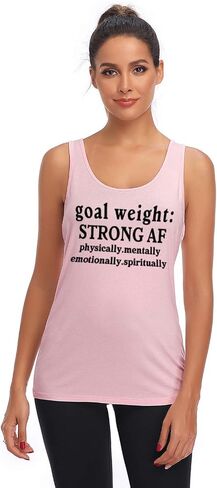 FANNOO Workout Tank Tops for Women-Goal Weight Womens Funny Saying Fitness Gym Racerback Sleeveless Shirts in Kuwait