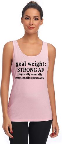 FANNOO Workout Tank Tops for Women-Goal Weight Womens Funny Saying Fitness Gym Racerback Sleeveless Shirts in Kuwait