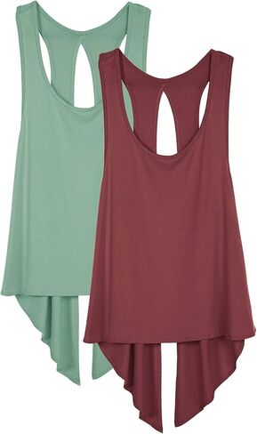 icyzone Tie Back Yoga Tops for Women, Lightweight Workout Athletic Tanks, Breathable Gym Shirts in Kuwait