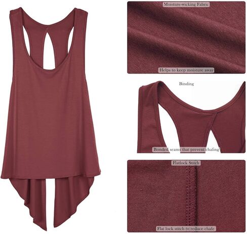 icyzone Tie Back Yoga Tops for Women, Lightweight Workout Athletic Tanks, Breathable Gym Shirts in Kuwait