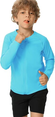 HODOSPORTS Boys UPF 50+ Rash Guard Swim Shirts with Zipper Long Sleeve Quick Dry UV Protection Sun T-Shirts in Saudi Arabia