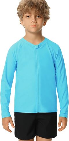 HODOSPORTS Boys UPF 50+ Rash Guard Swim Shirts with Zipper Long Sleeve Quick Dry UV Protection Sun T-Shirts in Saudi Arabia