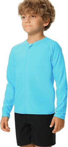 HODOSPORTS Boys UPF 50+ Rash Guard Swim Shirts with Zipper Long Sleeve Quick Dry UV Protection Sun T-Shirts in Saudi Arabia