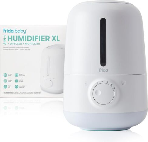 Frida Baby 3-in-1 XL Top Fill Humidifier for Bedroom, 6L Tank Cool Mist Humidifier for Large Rooms + Diffuser, Nightlight, Auto Shut-Off, Quiet, Carry Handle, Night Light, Essential Oil Diffuser in Saudi Arabia