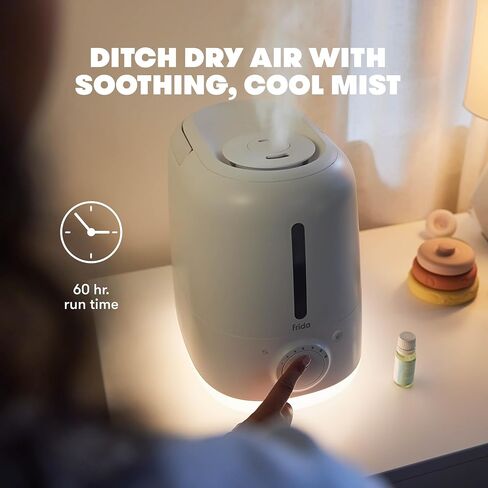 Frida Baby 3-in-1 XL Top Fill Humidifier for Bedroom, 6L Tank Cool Mist Humidifier for Large Rooms + Diffuser, Nightlight, Auto Shut-Off, Quiet, Carry Handle, Night Light, Essential Oil Diffuser in Saudi Arabia