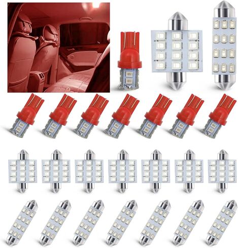 stymart 24 PCS Interior Car Lights, Dome Light Car Bulb Kit Set T10 31mm 41mm LED Interior Replacement Bulbs for Car Interior Lights Dome Lights Plate Lights Map Lights Door Lights License(Pink) in Kuwait