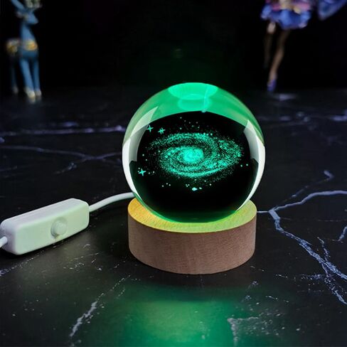 Solar System 3D Crystal Ball with LED Stand, Remote Control, 16 Colors Change, Galaxy Glass Sphere Lamp, Decorative Glass Ball Paperweight Gifts(80mm) in Saudi Arabia