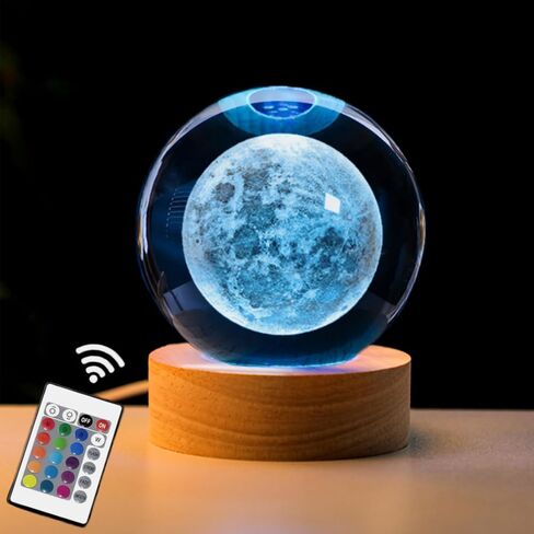 Solar System 3D Crystal Ball with LED Stand, Remote Control, 16 Colors Change, Galaxy Glass Sphere Lamp, Decorative Glass Ball Paperweight Gifts(80mm) in Saudi Arabia