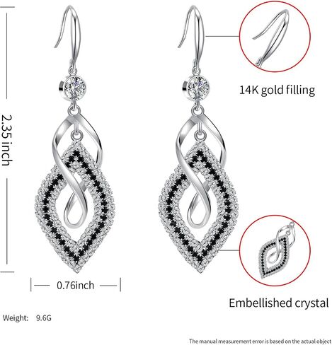 Dangle Earrings for Women, 925 Sterling Silver Handmade Linear Swirl Wire Bohemian Boho 14K Gold Diamonds Earrings Hypoallergenic Earrings Fashion Jewelry Gifts for women (Rose Gold) in Kuwait