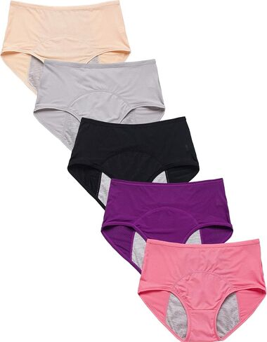 Womens Mesh Period Panties High Waisted Menstrual Leak Proof Underwear Incontinence Protective Briefs(H-4-5-1,Large) in Saudi Arabia