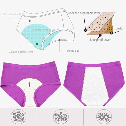 Womens Mesh Period Panties High Waisted Menstrual Leak Proof Underwear Incontinence Protective Briefs(H-4-5-1,Large) in Saudi Arabia