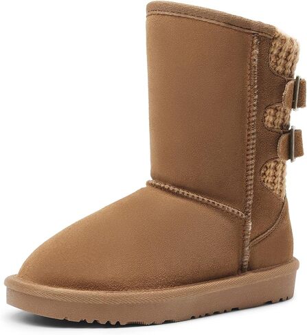 DREAM PAIRS Girls Boys Winter Boots Faux Fur Lined Mid Calf Kids Snow Tall Shoes FuzzyChic Kid's Buckle for Little Kid/Big Kid in Saudi Arabia