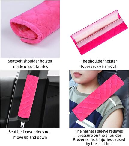 Car Seat Belt Cover Pad, Comfortable Seat Strap Pads, Compatible with All Models of Seatbelt Covers, Can Be Used As A Backpack Shoulder Pad, Essential Car Seat Shoulder Strap Pad. Pink*2 in Saudi Arabia