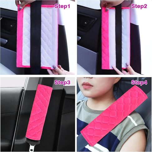 Car Seat Belt Cover Pad, Comfortable Seat Strap Pads, Compatible with All Models of Seatbelt Covers, Can Be Used As A Backpack Shoulder Pad, Essential Car Seat Shoulder Strap Pad. Pink*2 in Saudi Arabia