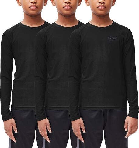 DEVOPS Youth Boys 2 or 3 Pack Compression Athletic Performance Baselayer Long Sleeve Shirts in Kuwait